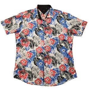 Men’s Shirt Size XL Hawaiian Button Up SHort Sleeve Red White Blue